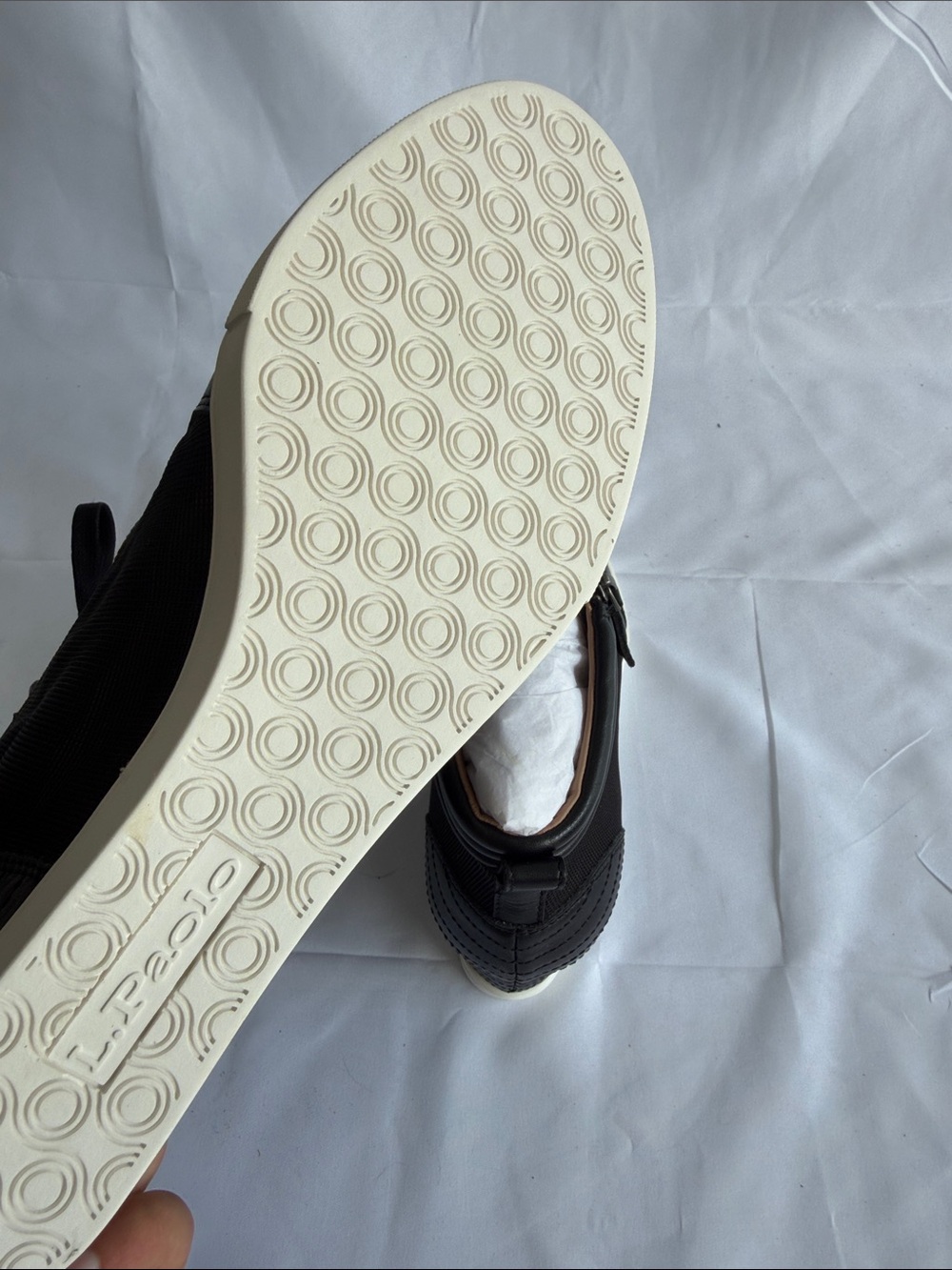 Paolo Niya Black Leather Mesh Hidden Wedge Sneakers High Top - Picture 5 of 5
